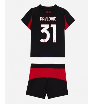 AC Milan Strahinja Pavlovic #31 Hjemmebanesæt Børn 2025-26 Kort ærmer (+ korte bukser)